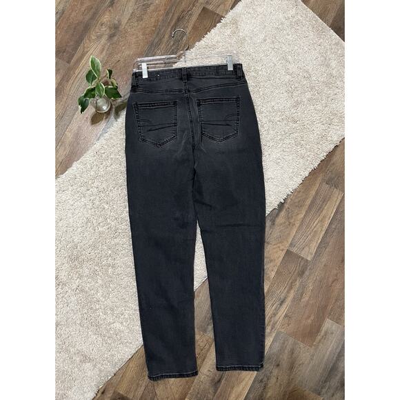 American Eagle Vintage-Inspired Washed Black Stretch High Rise Ankle Mom Jeans - Picture 3 of 7